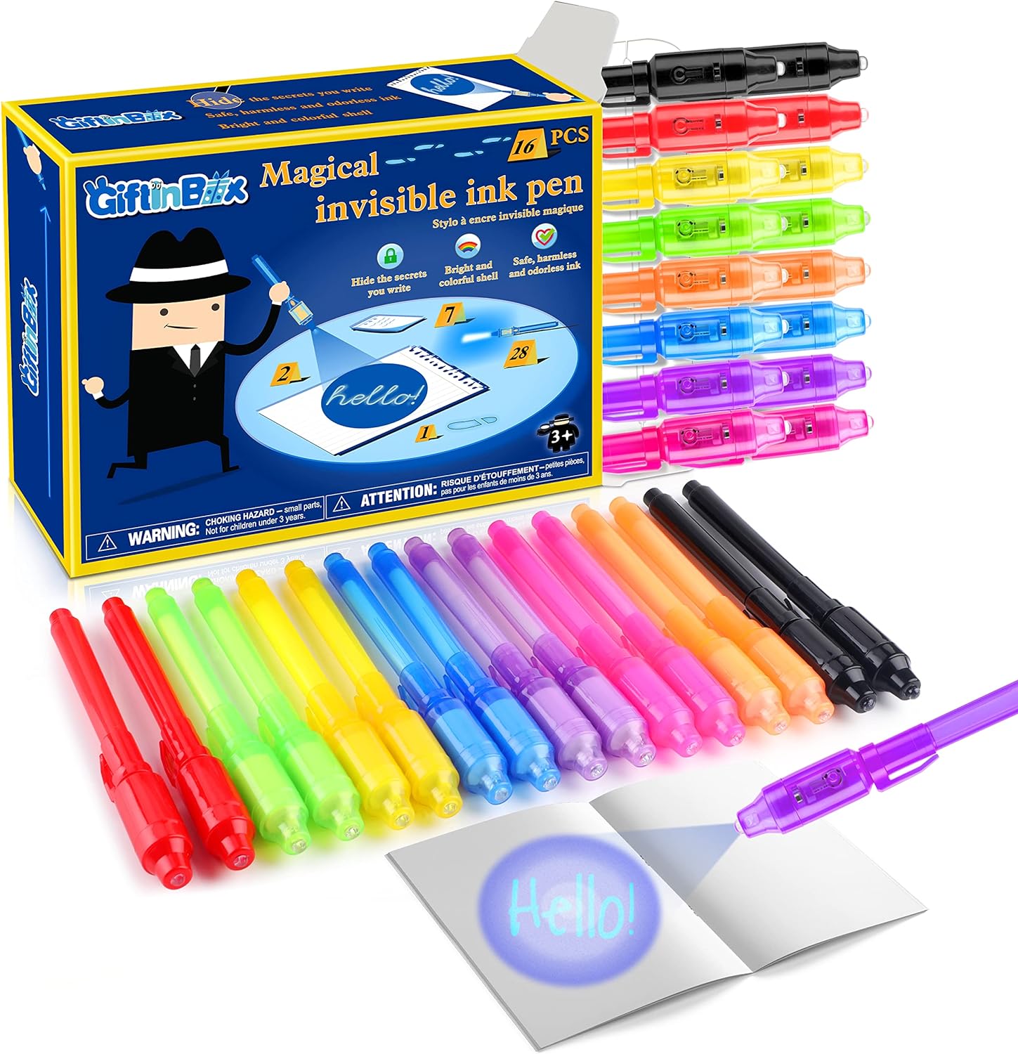 GIFTINBOX Invisible Ink Pen, 16PCS Invisible Ink Pens 