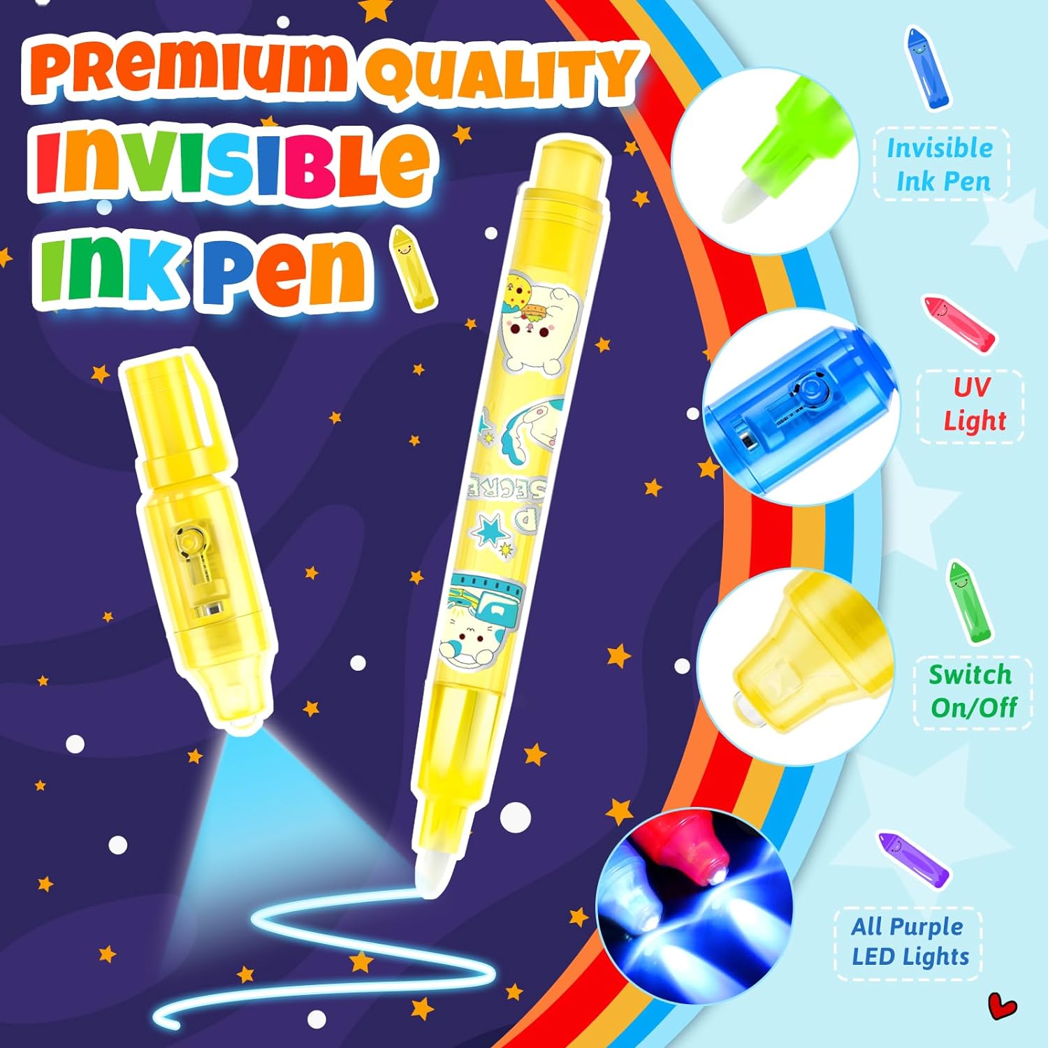 GIFTINBOX Invisible Ink Pen with UV Light for Kids