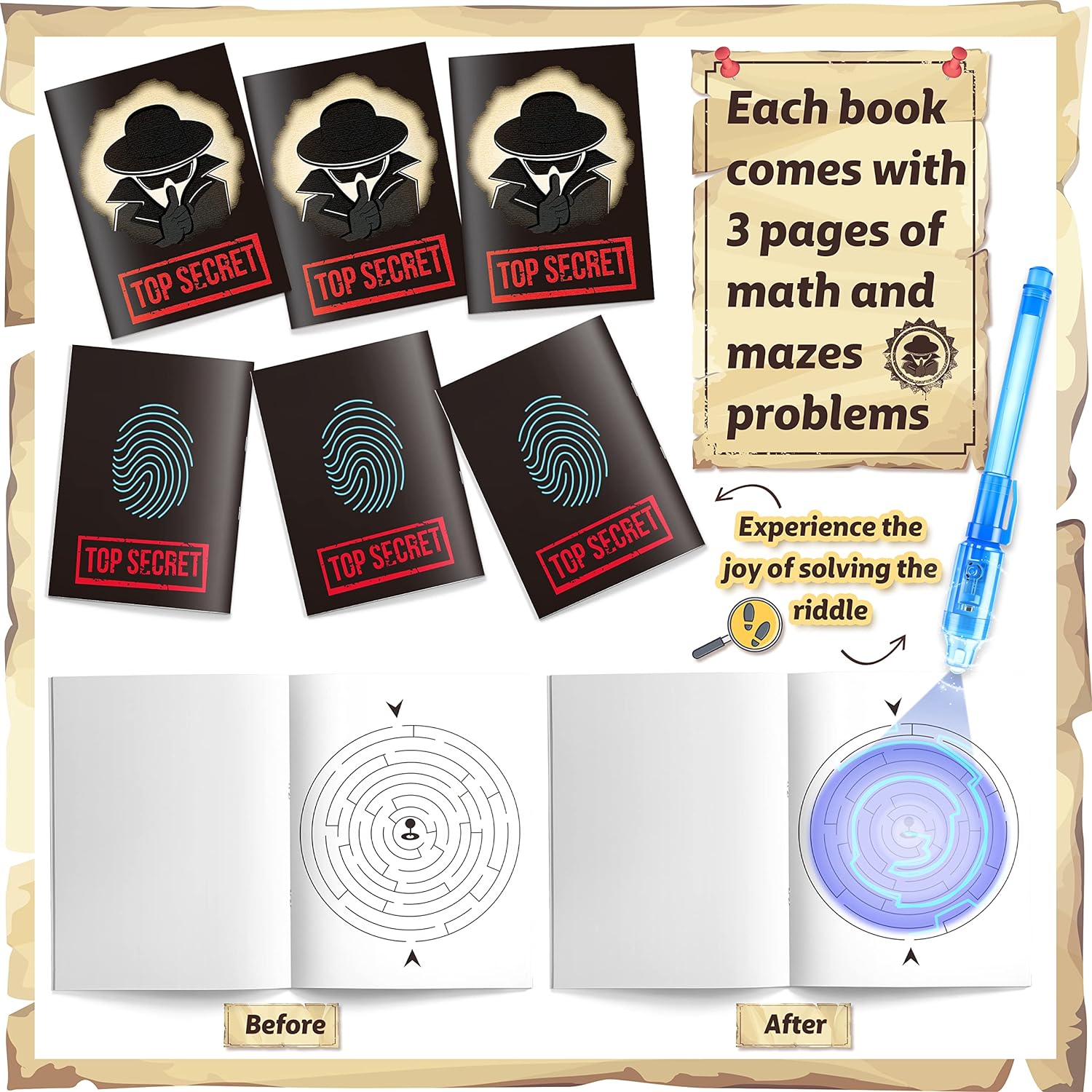 GIFTINBOX Invisible Ink Pens with UV light for Kids