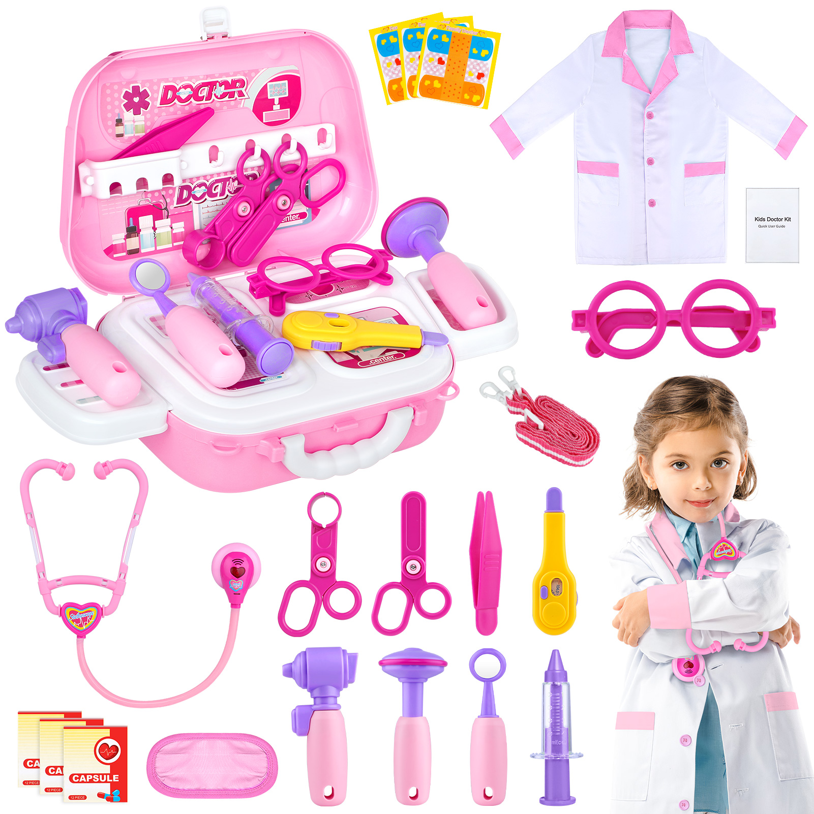 GIFTINBOX Kids Doctor Kit for Girls Pink Doctors kit for Kids