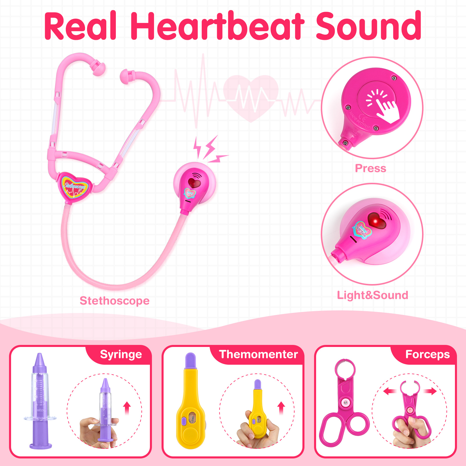 GIFTINBOX Kids Doctor Kit for Girls Pink Doctors kit for Kids