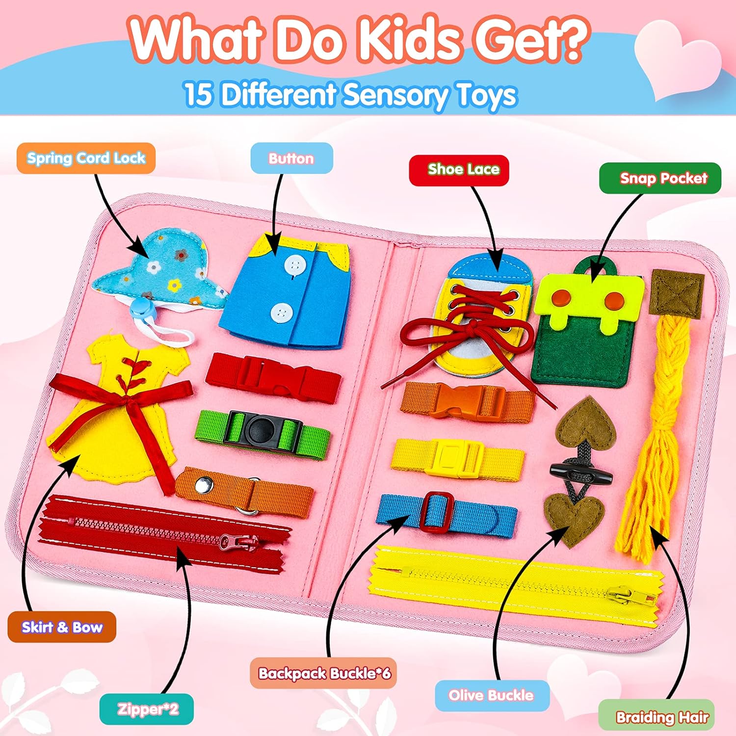 GIFTINBOX Toddler Busy Board Montessori Toys Pink