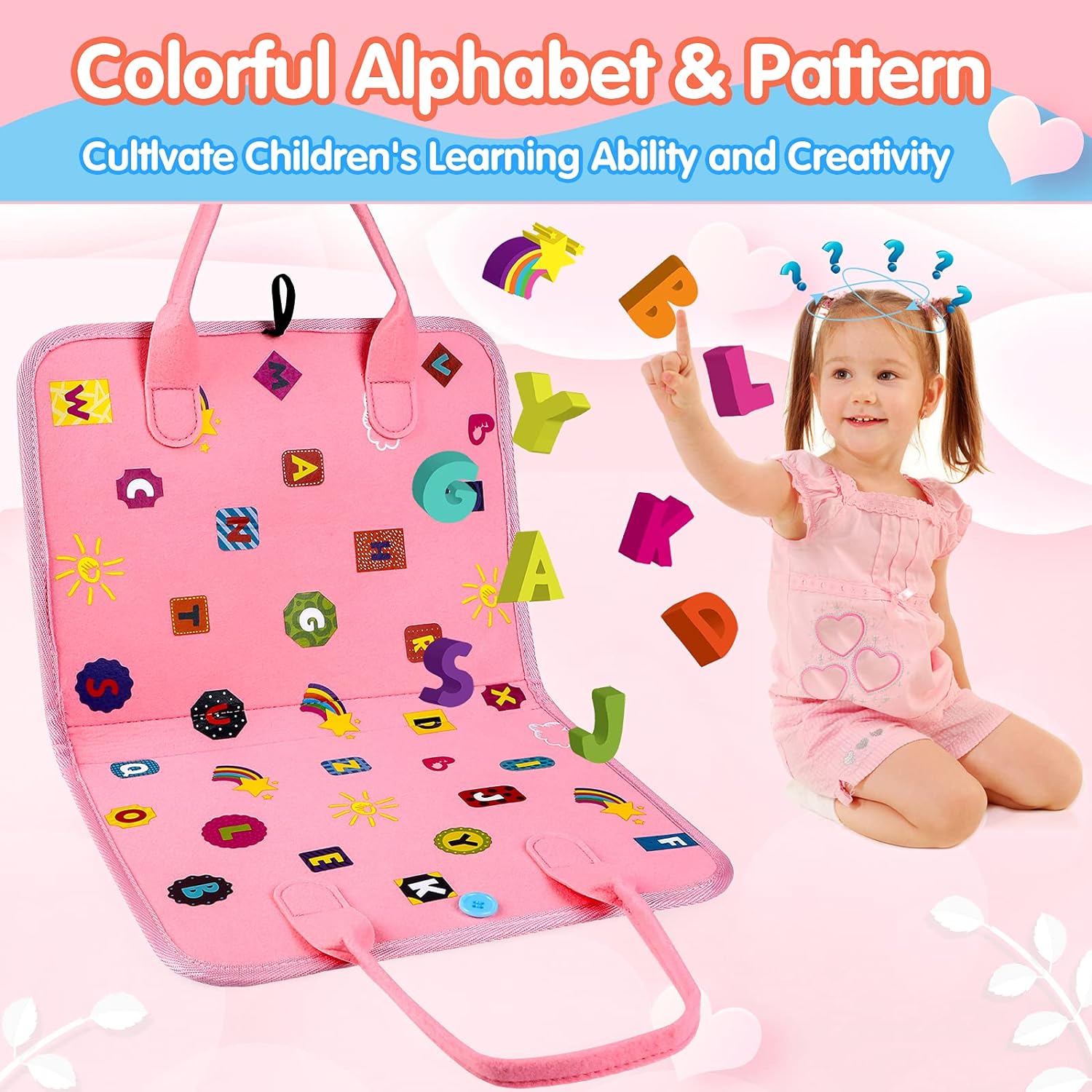 GIFTINBOX Toddler Busy Board Montessori Toys Pink