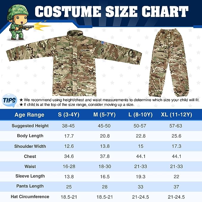 GIFTINBOX Army Costume for Kids Halloween Costumes for Boys Kids 