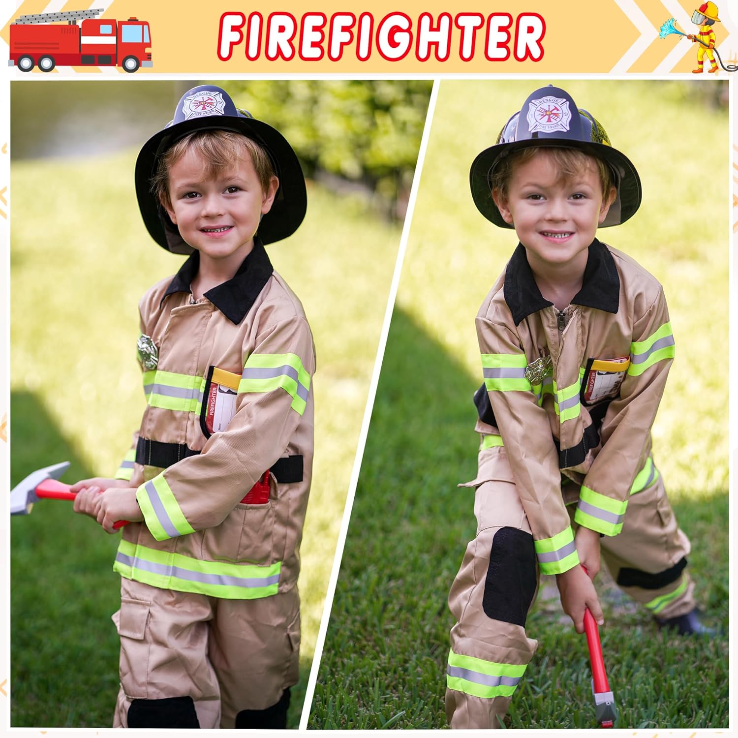 GIFTINBOX Firefighter Costume for Kids Fireman Costume for Kids