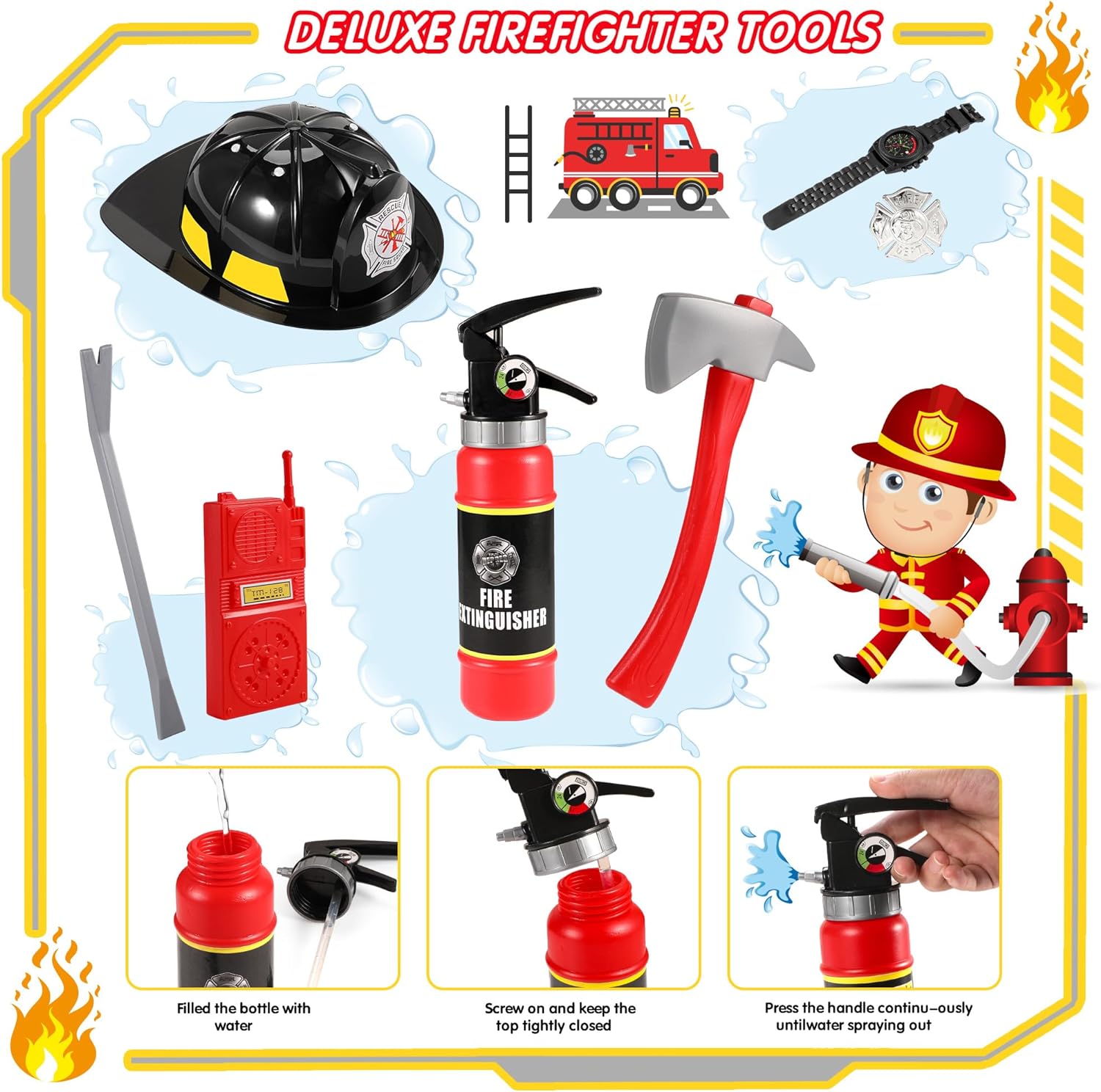 GIFTINBOX Firefighter Costume for Kids Fireman Costume for Kids