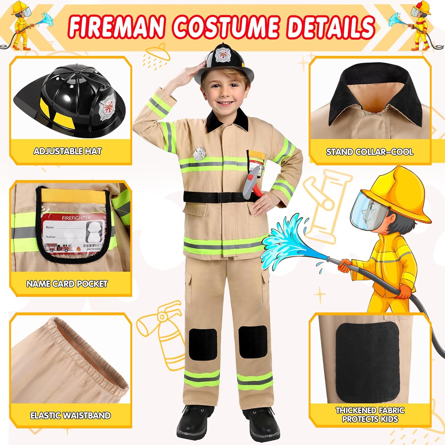 GIFTINBOX Firefighter Costume for Kids Fireman Costume for Kids