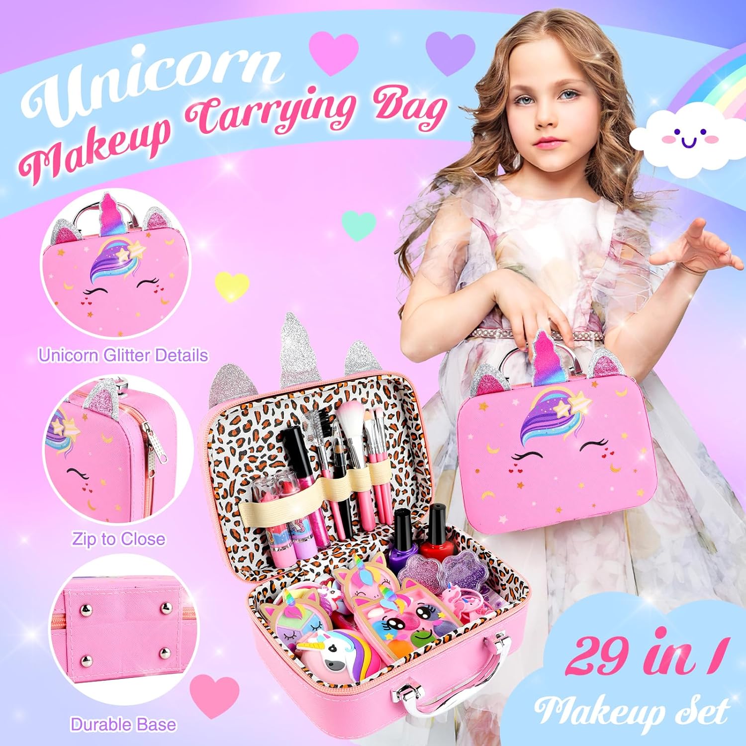 GIFTINBOX Kids Makeup Kit for Girl Toys Washable Girls Makeup Kit for Kids