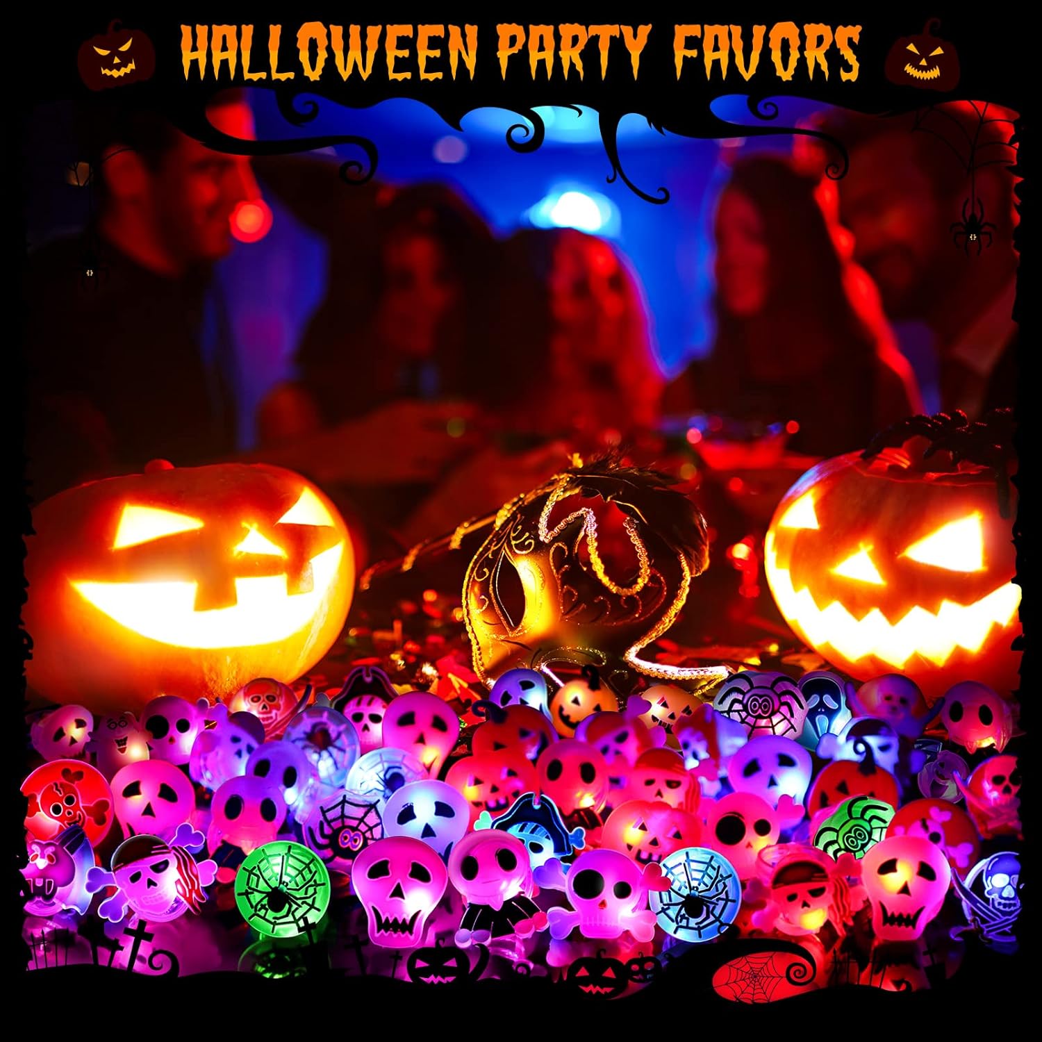 Halloween Rings for Kids 50 Pcs Halloween LED Flash Light up Rings